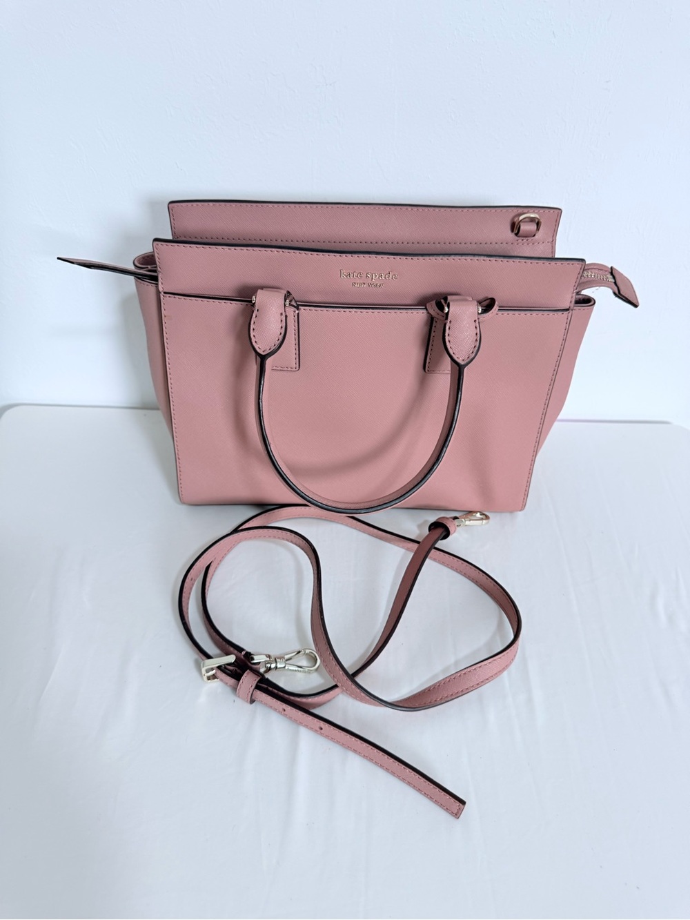 kate spade Blush Pink Leather Satchel with Detachable Strap